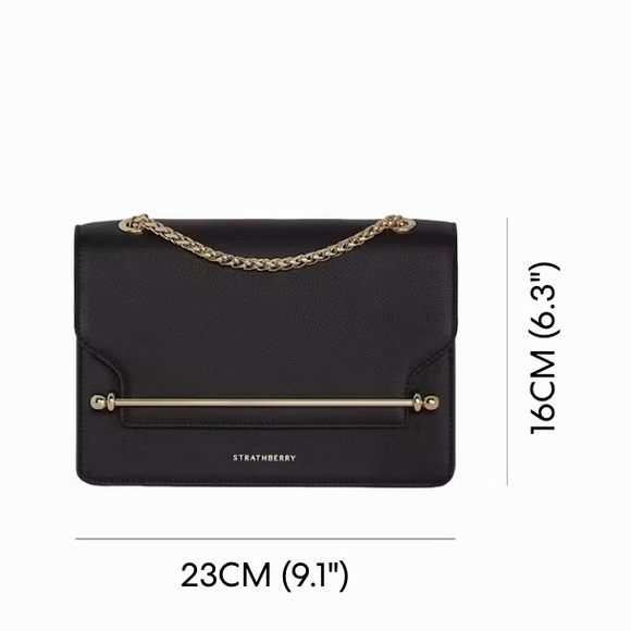 Strathberry Navy and White Crossbody Bag with Gold Chain - Picture 8 of 8